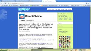 Barack Obama Campaign Twitter Page (note the followers/following)